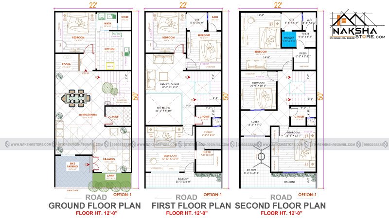 22×50 Modern Duplex House Plan (3 Floor | Vastu Friendly | Premium Layout)